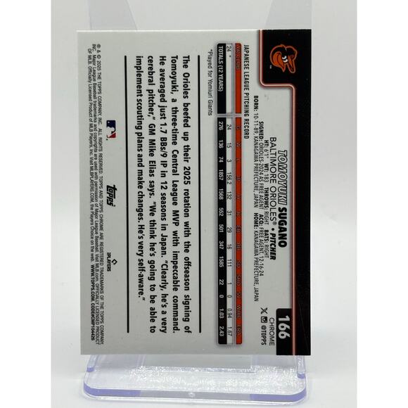 2025 Topps Chrome Logofractor Tomoyuki Sugano Rookie Aqua Refractor 126/199 RC - Picture 2 of 2